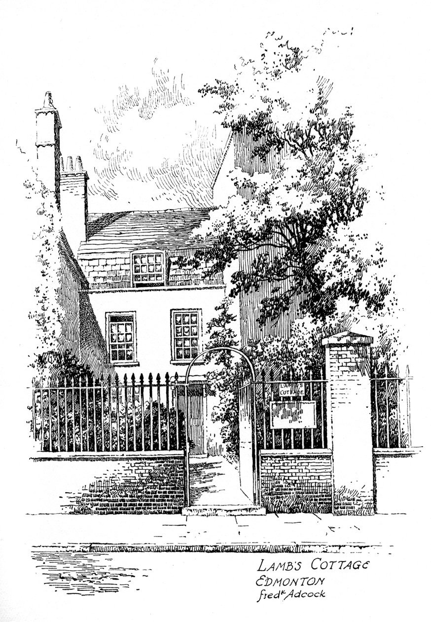 Chata Charlesa Lambsa, Church Street, Edmonton, Londyn, 1912 autorstwa Frederick Adcock