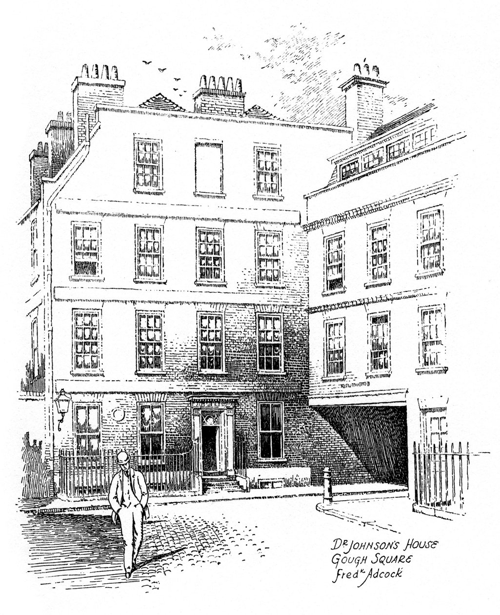 Dom Dr Johnsons, 17 Gough Square, Londyn, 1912 autorstwa Frederick Adcock