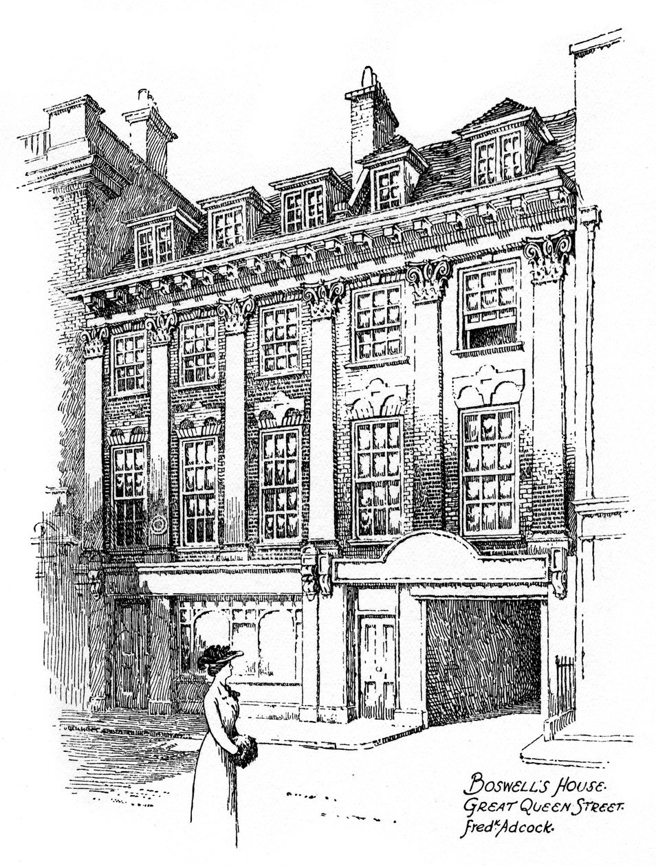 Dom Jamesa Boswella, Great Queen Street, Covent Garden, Londyn, 1912 autorstwa Frederick Adcock