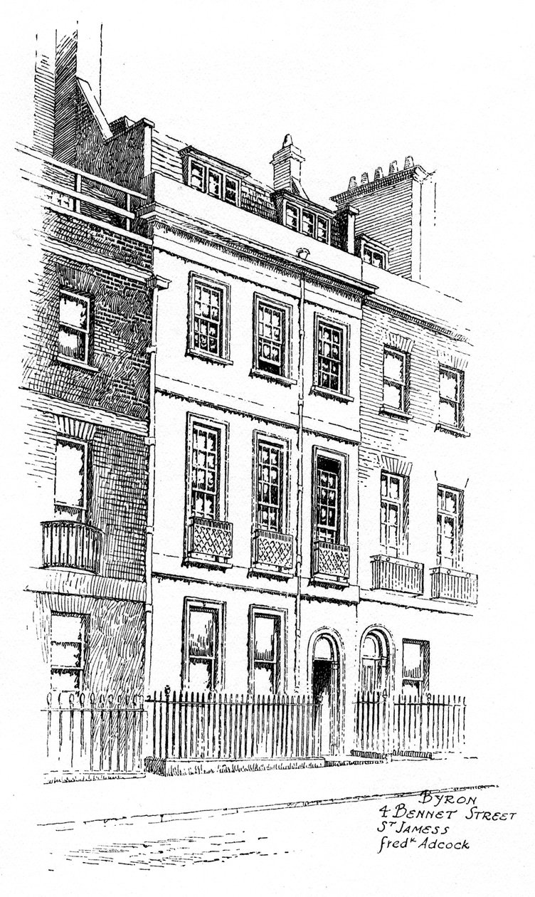 Dom Lorda Byrona, 4 Bennett Street, St James, Londyn, 1912 autorstwa Frederick Adcock