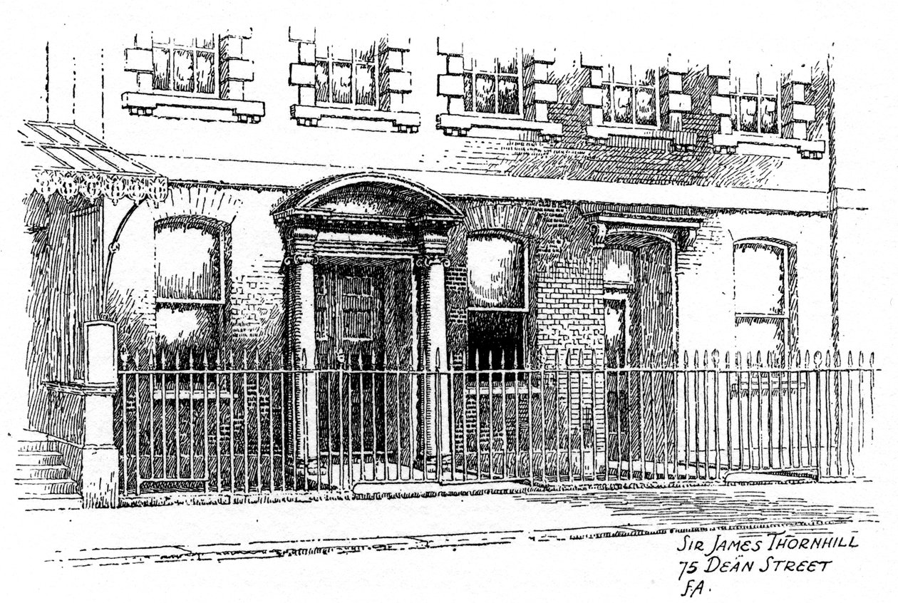 Dom Sir Jamesa Thornhillsa, 75 Dean Street, Londyn, 1912 r autorstwa Frederick Adcock