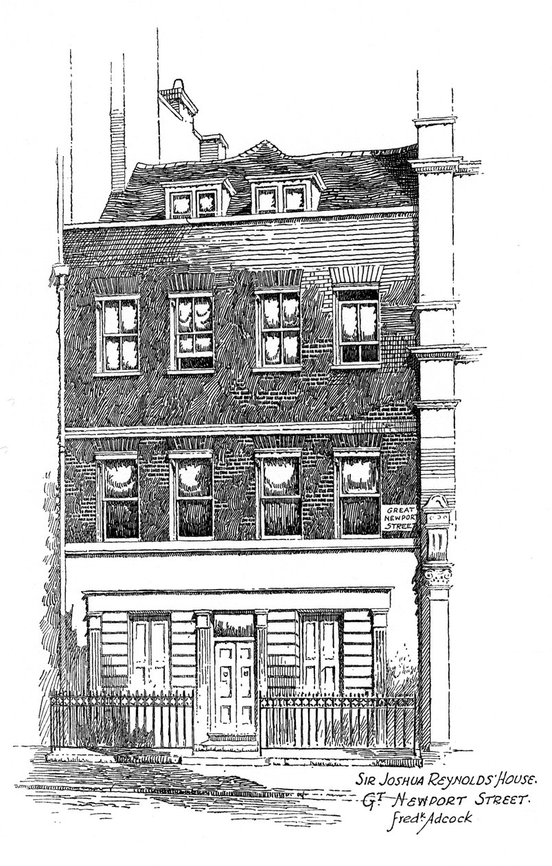 Dom Sir Joshuy Reynoldsa, Great Newport Street, Londyn, 1912 r. autorstwa Frederick Adcock