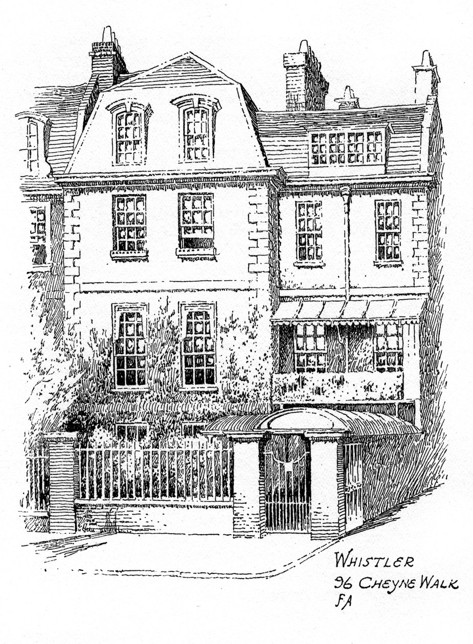 Dom Whistlerów, 96 Cheyne Walk, Chelsea, Londyn, 1912 autorstwa Frederick Adcock