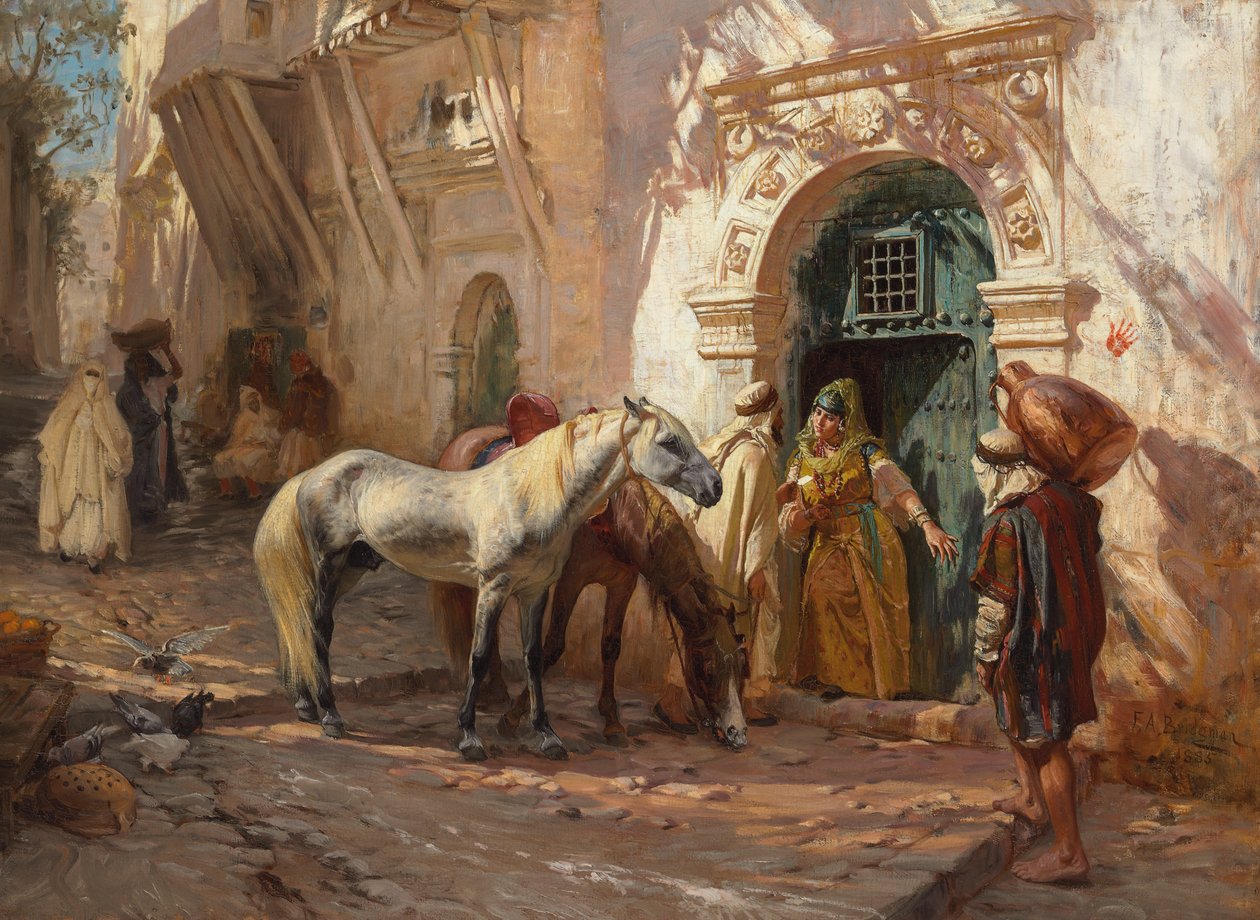 Scena w Afryce Północnej; 1885 autorstwa Frederick Arthur Bridgman
