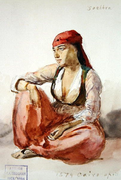 Siedząca kobieta „Zoehhra” autorstwa Frederick Arthur Bridgman