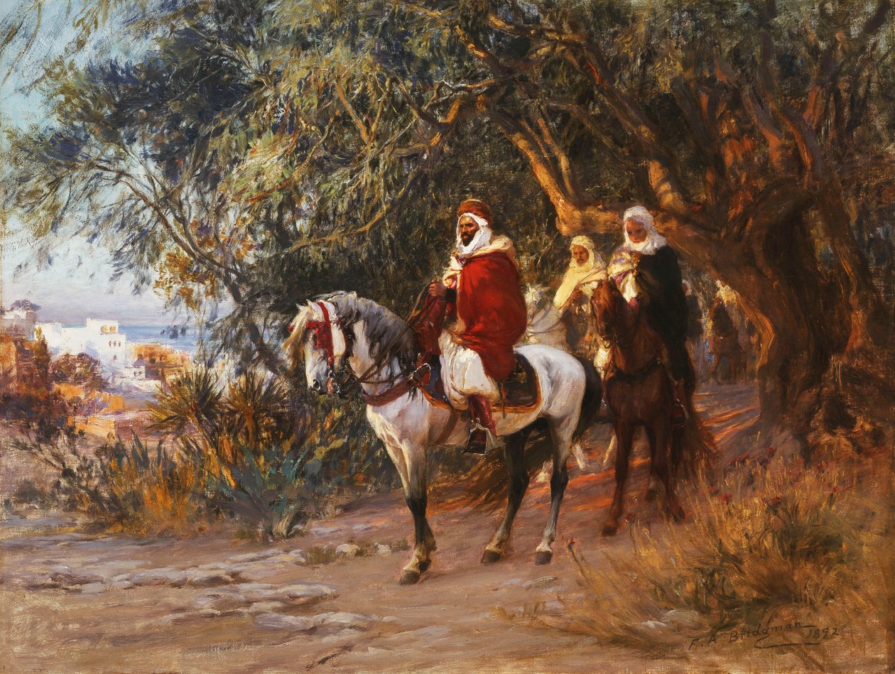 Arabowie na koniu, 1892 autorstwa Frederick Arthur Bridgman