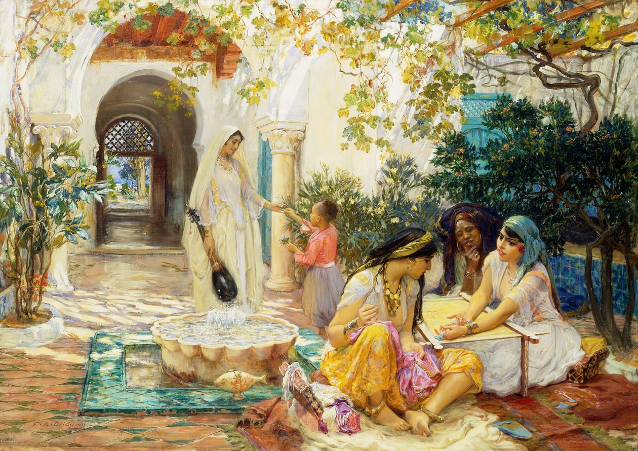 W wiosce w El Biar w Algierze, autorstwa Frederick Arthur Bridgman