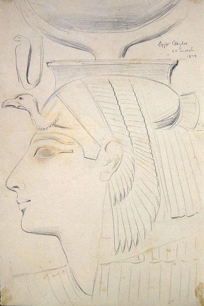 Badanie reliefu bogini w świątyni Seti I, Abydos autorstwa Frederick Arthur Bridgman
