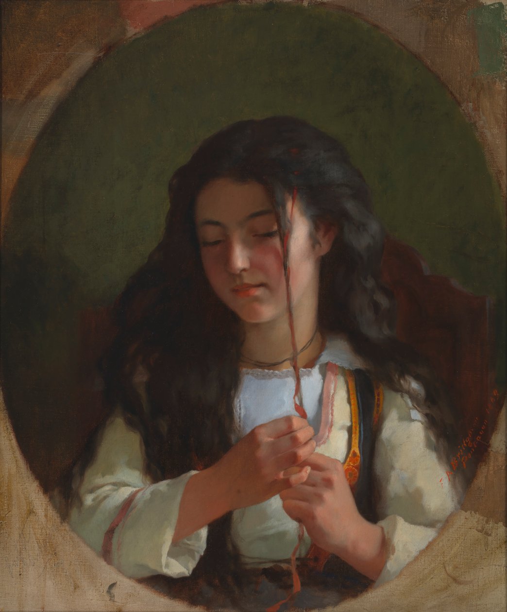Studium młodej dziewczyny, Pont Aven, 1869. autorstwa Frederick Arthur Bridgman
