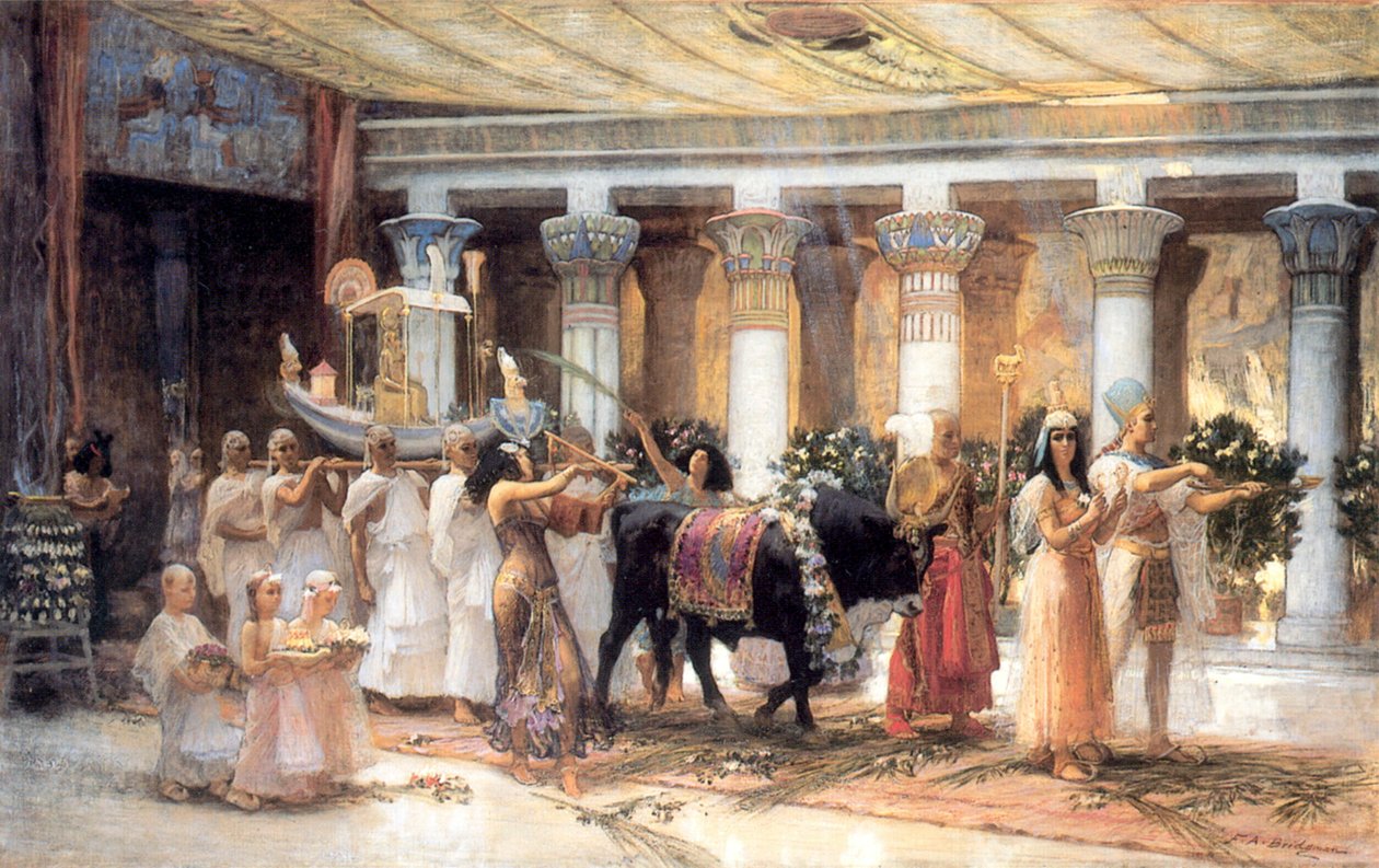 Procesja Świętej Byka Apis, koniec XIX lub początek XX wieku. autorstwa Frederick Arthur Bridgman