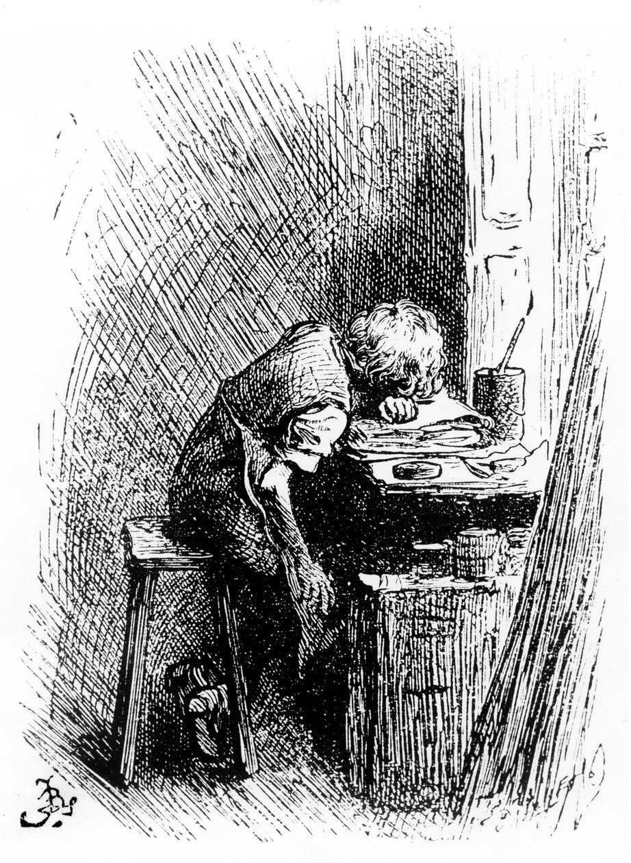 Charles Dickens w fabryce Blackinga, ilustracja z "The Leisure Hour", 1904 (rycina) autorstwa Frederick Barnard