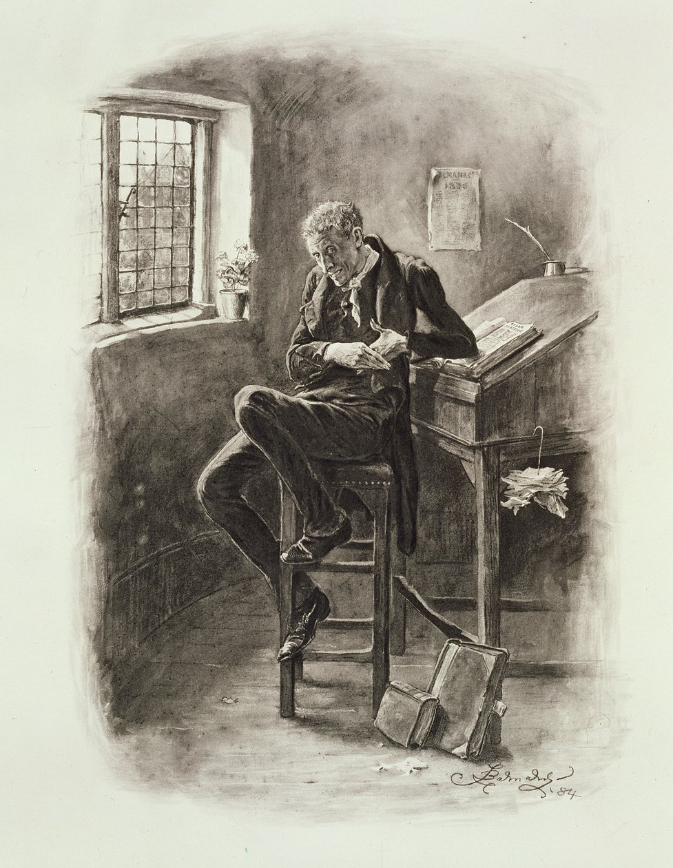 Uriah Heep, z książki „Charles Dickens: A Gossip about his Life”, autorstwa Thomasa Archera, opublikowanej ok. 1894 r. autorstwa Frederick Barnard