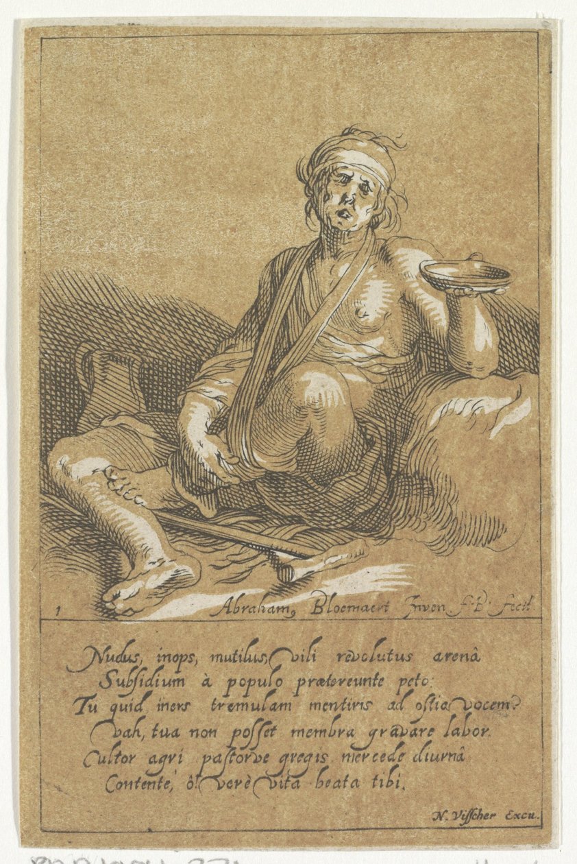 Okaleczony żebrak z miską Małe figurki (tytuł serii) autorstwa Frederick Bloemaert