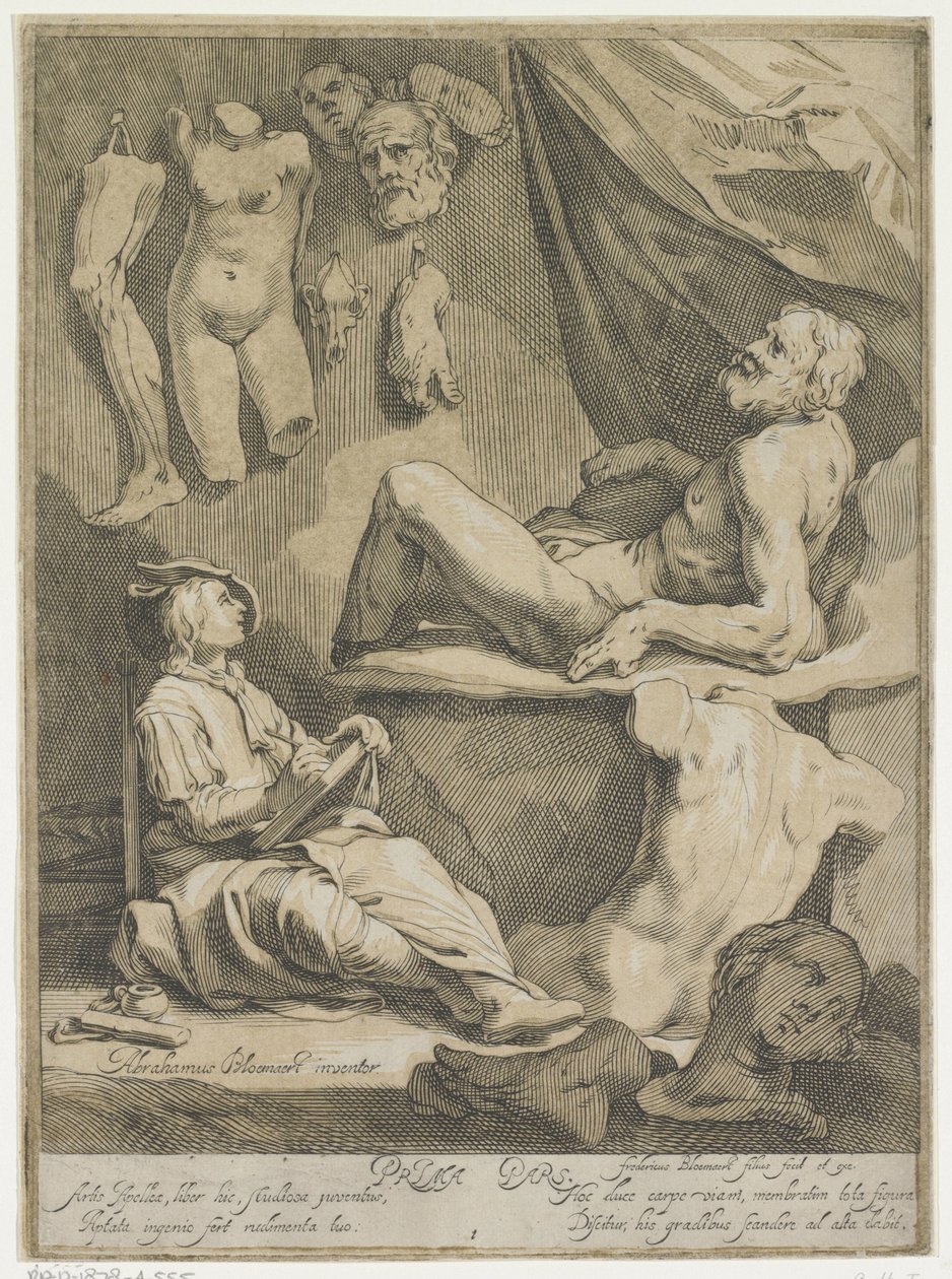 Strona tytułowa oryginalnej i renomowanej książki z rysunkami projektowymi Strona tytułowa dla: Abraham Bloemaert, Oryginalna i uznana książka rysunkowa Konstryk. Część 1 autorstwa Frederick Bloemaert