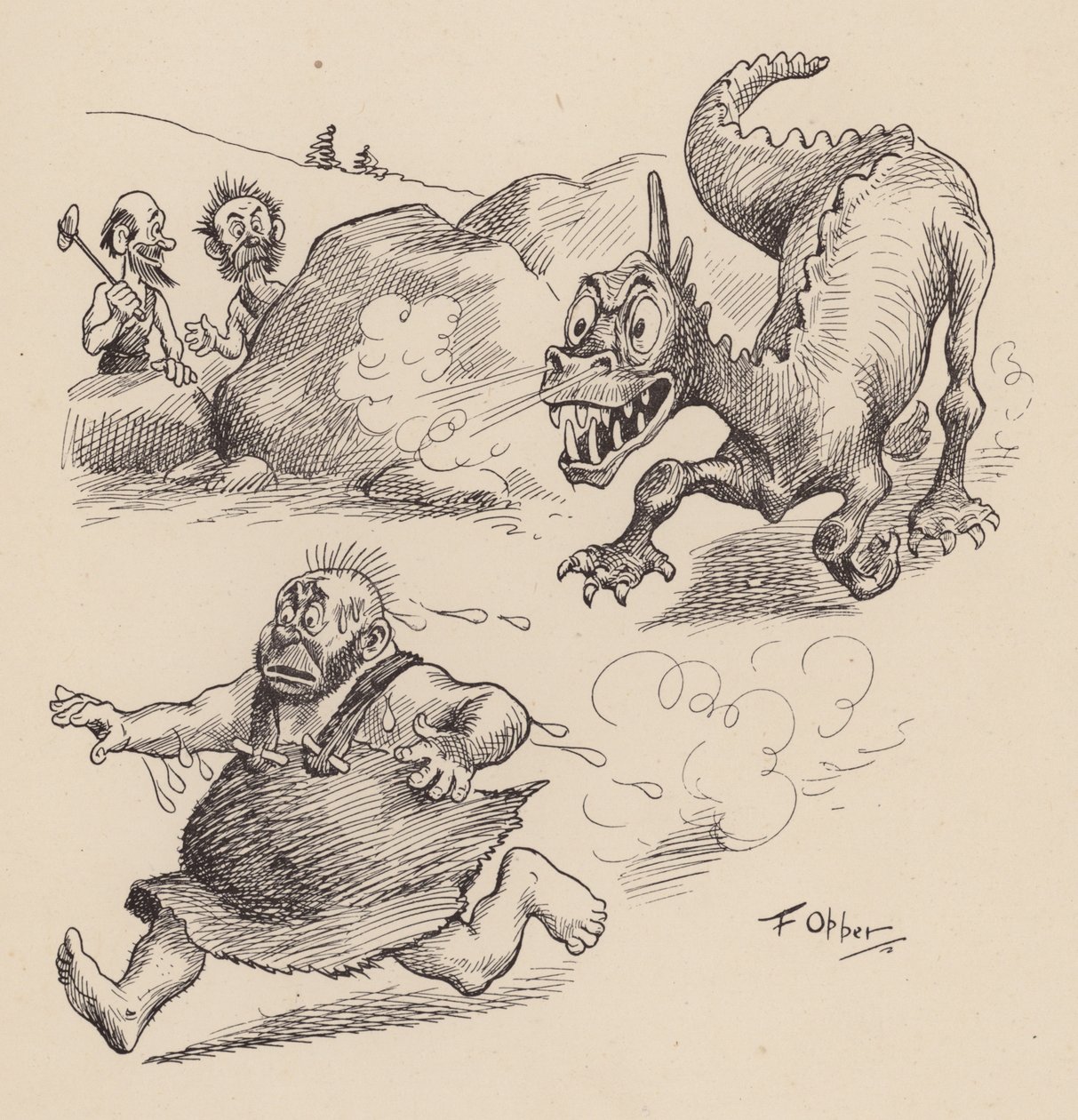 Our Antediluvian Ancestors autorstwa F Oppera: Numer pięć (litografia) autorstwa Frederick Burr Opper