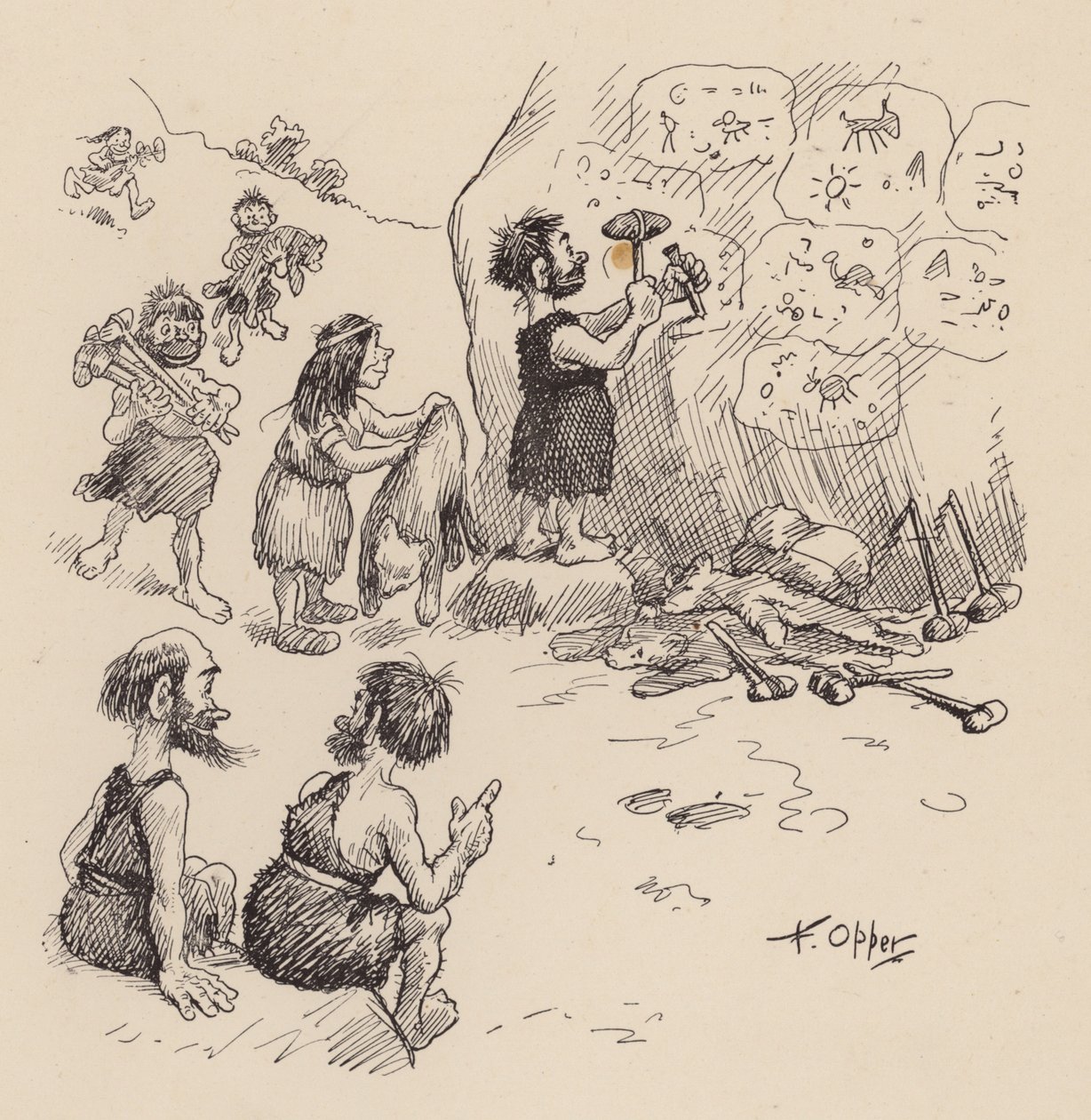 Our Antediluvian Ancestors autorstwa F Oppera: Numer sześć (litografia) autorstwa Frederick Burr Opper