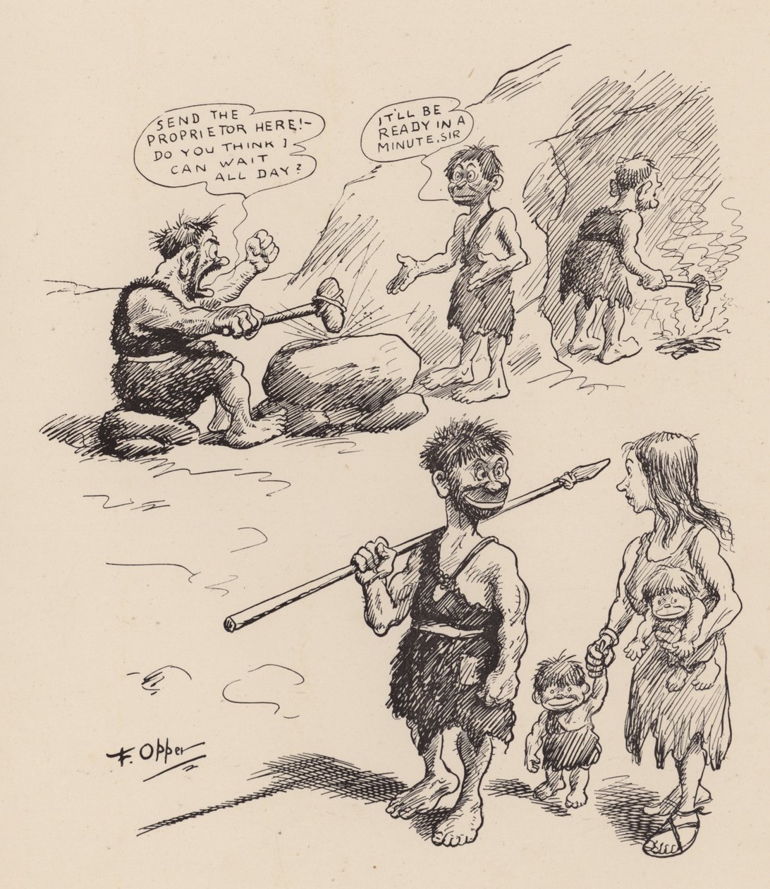 Our Antediluvian Ancestors autorstwa F Oppera: Numer Trzynaście (litografia) autorstwa Frederick Burr Opper