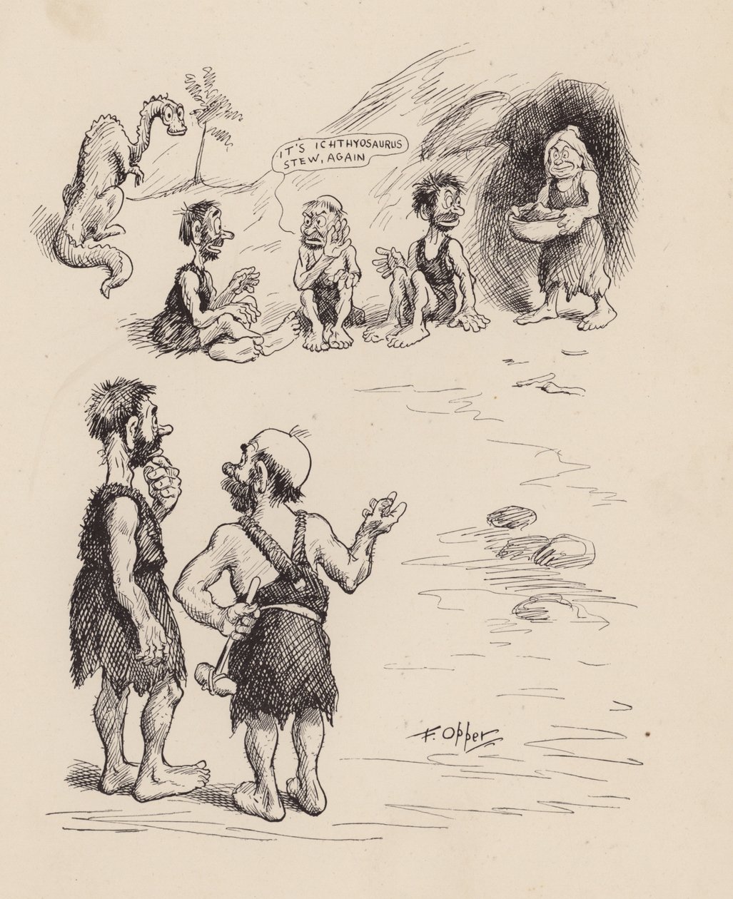 Our Antediluvian Ancestors autorstwa F Oppera: Numer Trzy (litografia) autorstwa Frederick Burr Opper