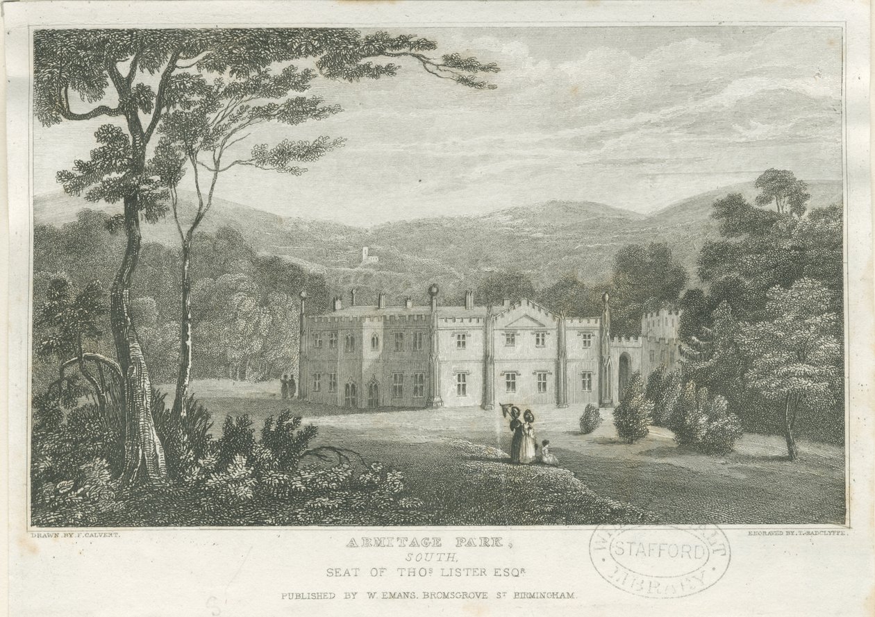 Park Armitage: rycina, bd [ok. 1830] autorstwa Frederick Calvert