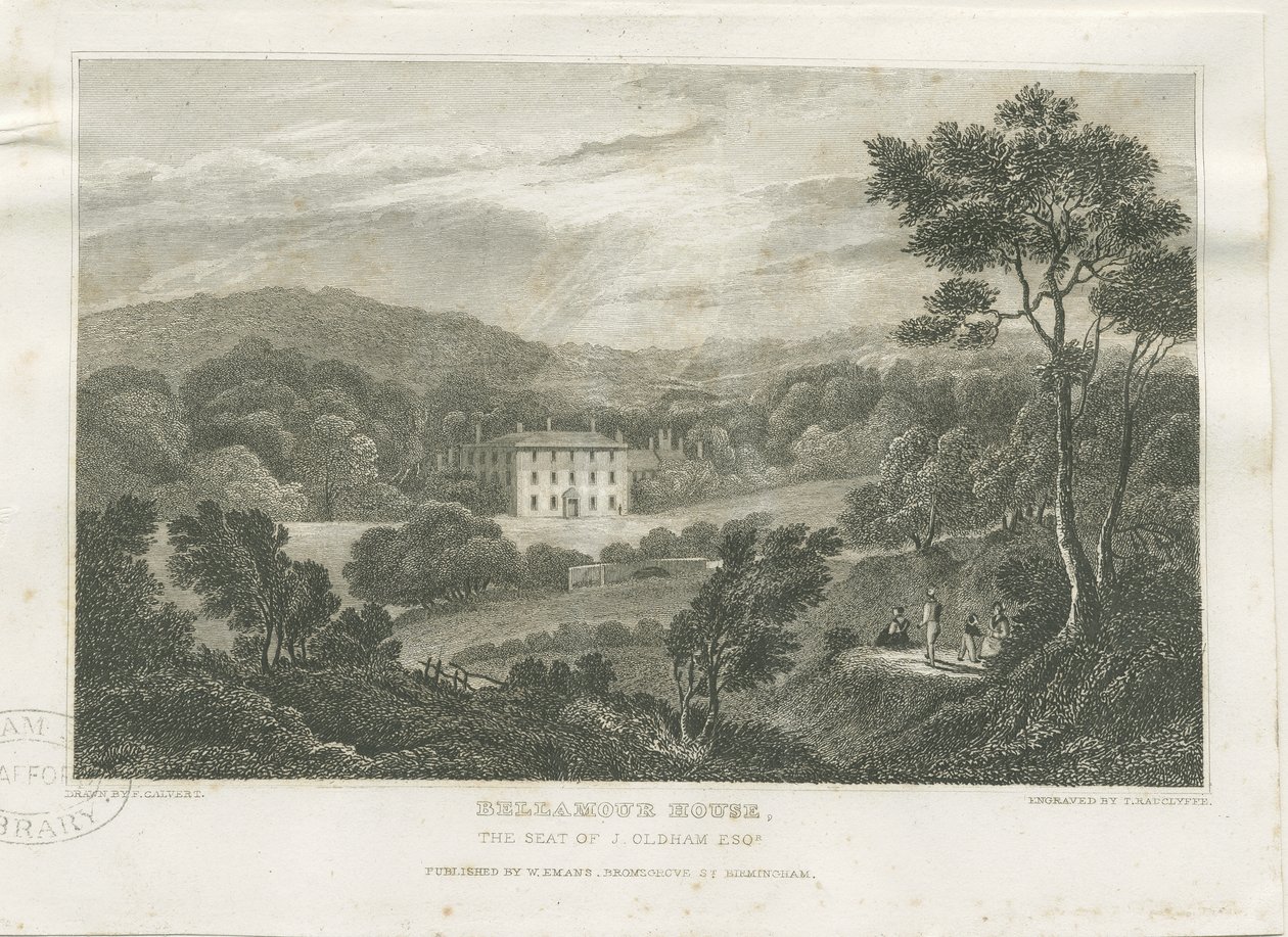 Colton-Bellamore House: staloryt, bd [c 1830] (druk) autorstwa Frederick Calvert