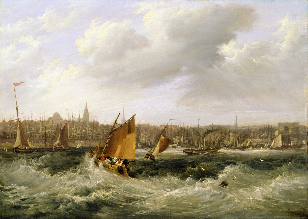Liverpool, Lancashire od rzeki Mersey i New Brighton, 1838 (dla par patrz 257066) autorstwa Frederick Calvert