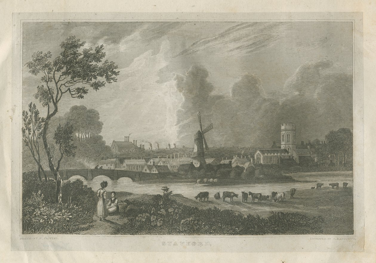 Stafford — widok na południowy zachód: grawerowanie, bd [c 1830] autorstwa Frederick Calvert