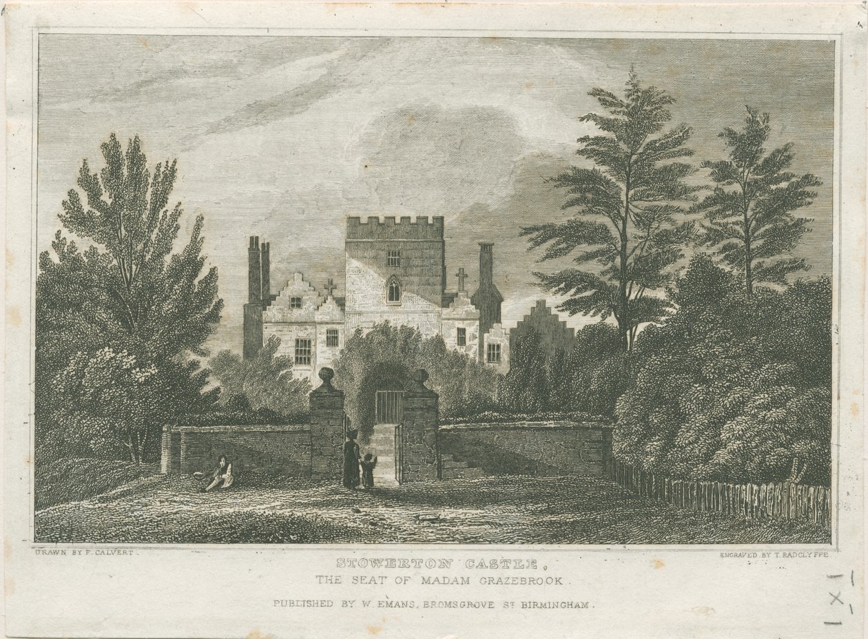 Zamek Stourton: grawerowanie, bd [ok. 1830] autorstwa Frederick Calvert