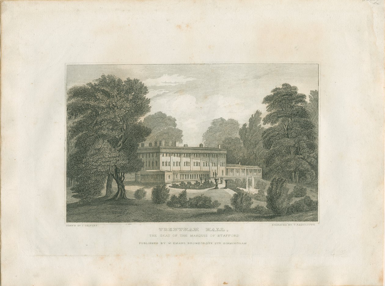 Trentham Hall: grawerowanie, bd [ok. 1830] (druk) autorstwa Frederick Calvert