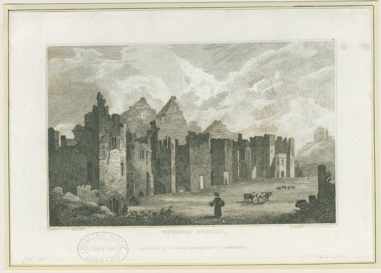 Zamek Tutbury - Castle-Yard: grawerowanie, bd [ok. 1830] (druk) autorstwa Frederick Calvert