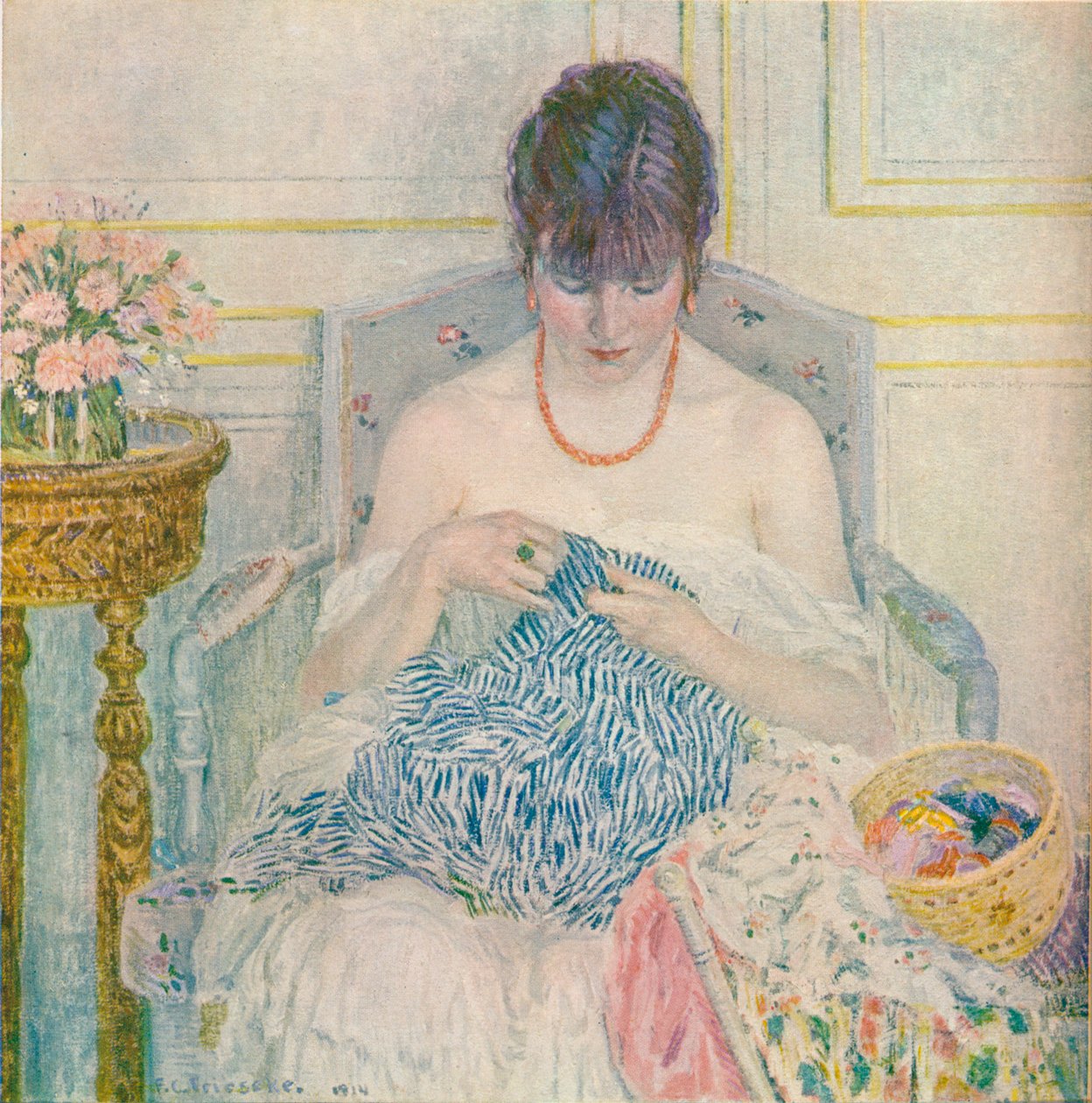 Szyjąca dziewczyna, c1894-1914, 1914 autorstwa Frederick Carl Frieseke