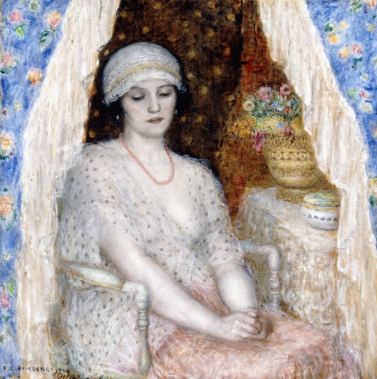 Niebieskie zasłony autorstwa Frederick Carl Frieseke
