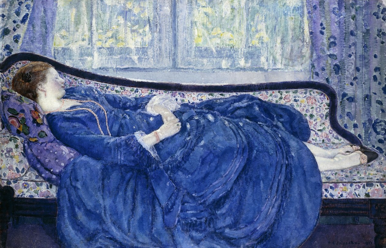 Dziewczyna w kolorze niebieskim autorstwa Frederick Carl Frieseke