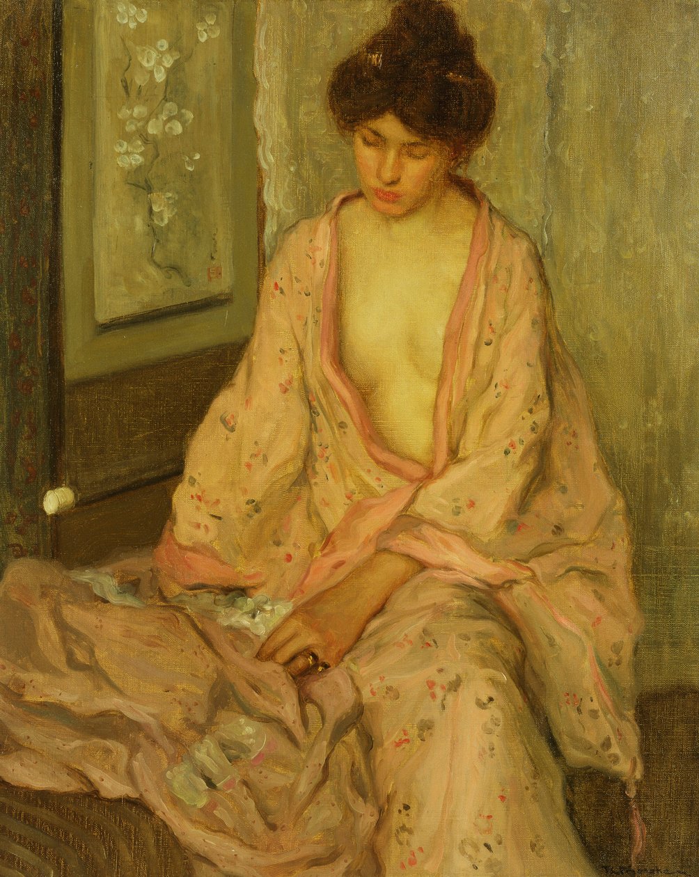 Różowe kimono autorstwa Frederick Carl Frieseke