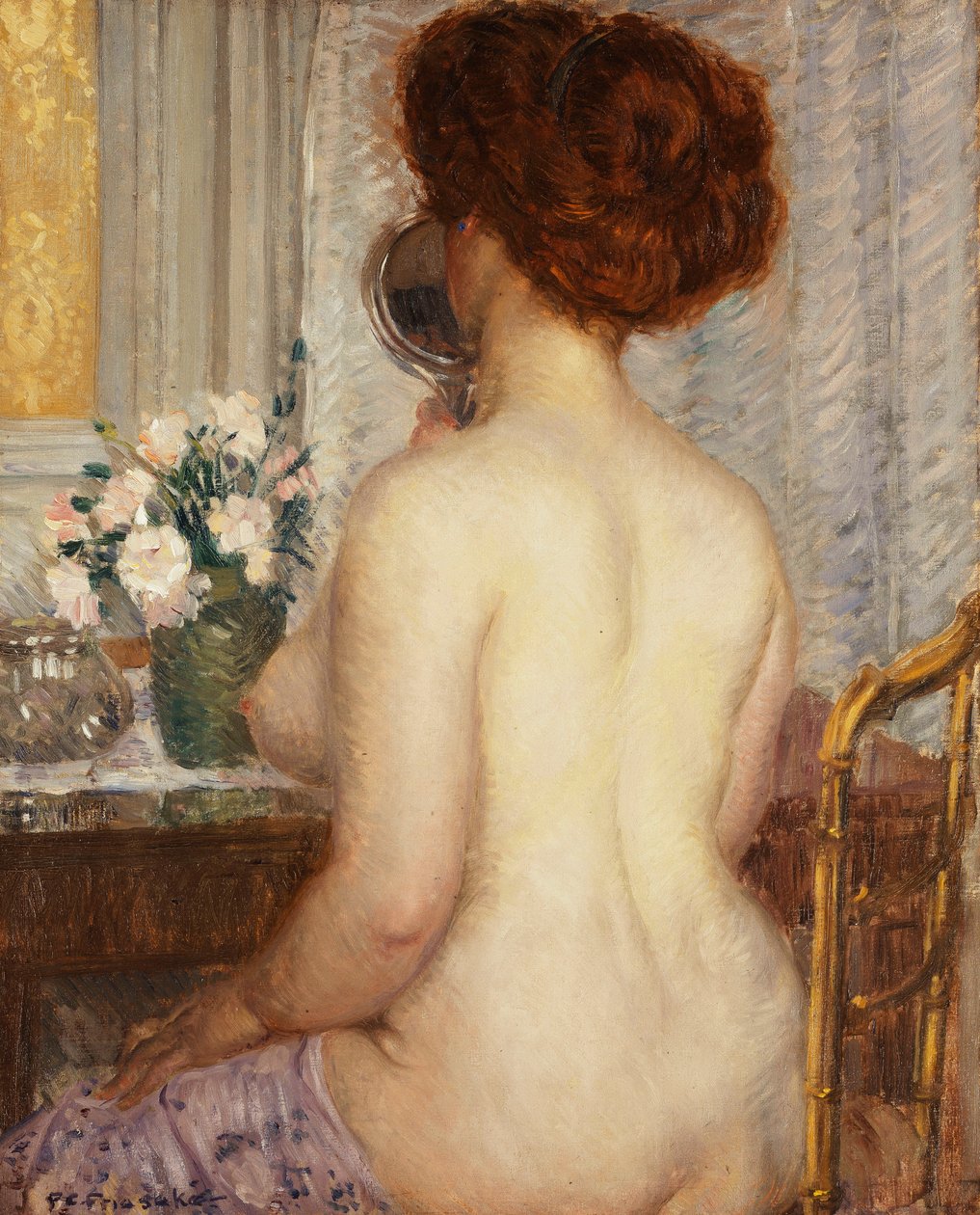 Kobieta przy toaletce autorstwa Frederick Carl Frieseke