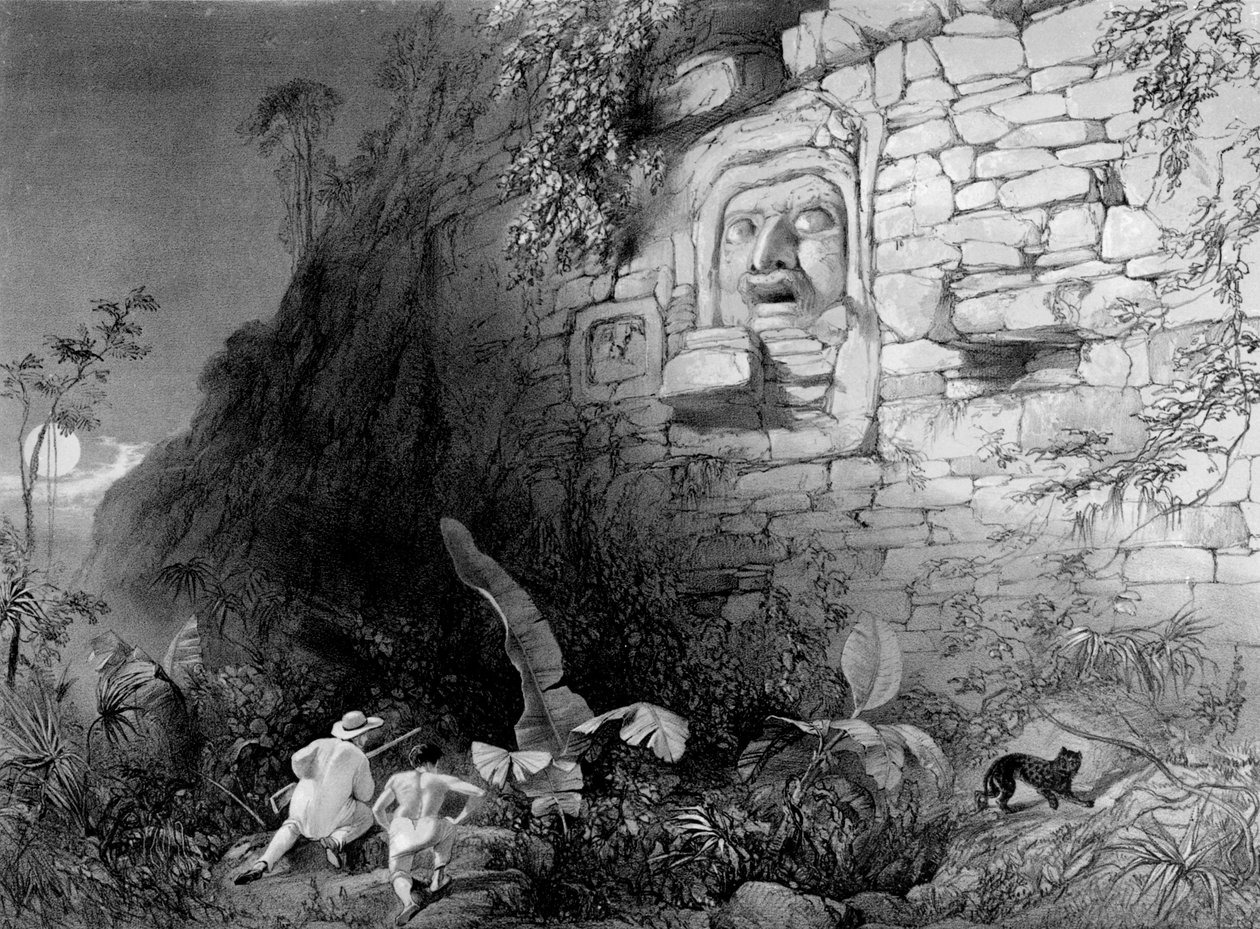 Szef Itzam Na, Izamal, Jukatan, Meksyk, 1844 autorstwa Frederick Catherwood