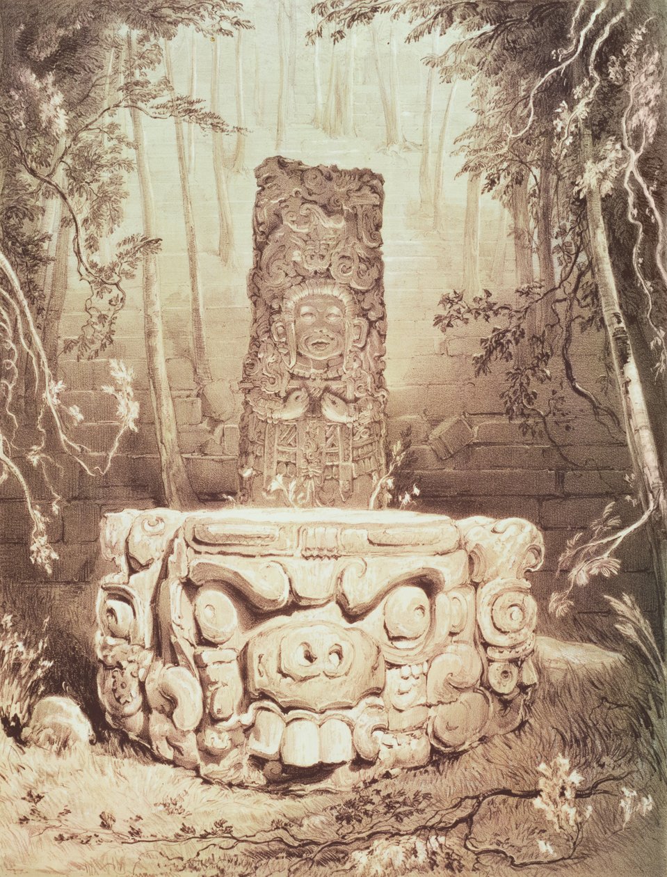 Świątynia Majów, Honduras autorstwa Frederick Catherwood
