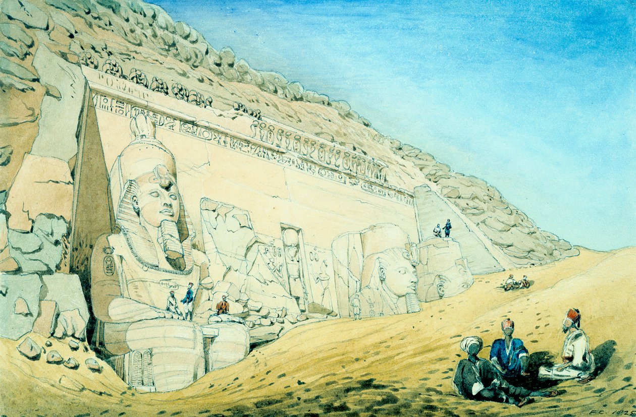 Posągi Ramzesa II przed wejściem do głównej świątyni w Abu Simbel, Egipt, XIII wiek pne autorstwa Frederick Catherwood