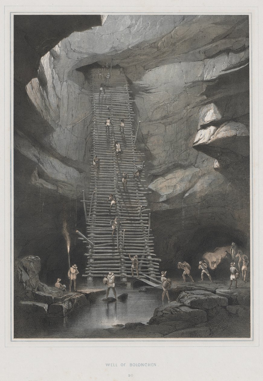 Widoki starożytnych zabytków w Ameryce Środkowej, Chiapas i Jukatanie, Pl. 20: Studnia Bolonchen, 1844. autorstwa Frederick Catherwood