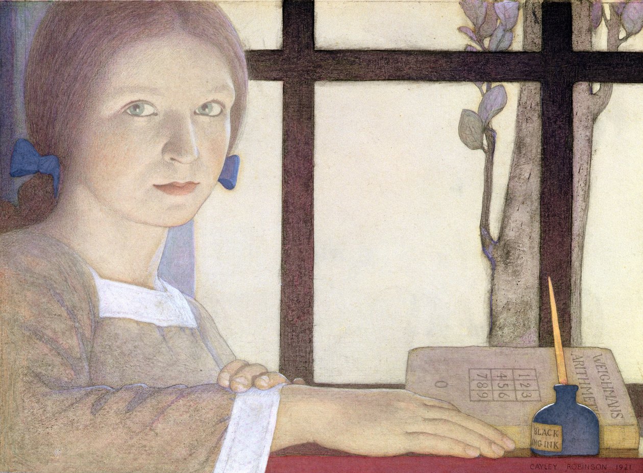 Czas lekcji (wc nad ołówkiem na papierze) autorstwa Frederick Cayley Robinson