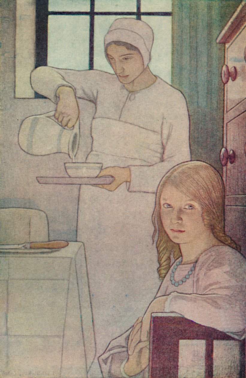 Lois i jej pielęgniarka. Z Księgi świętych kwakrów. L.V. Hodgkin., 1923 autorstwa Frederick Cayley Robinson