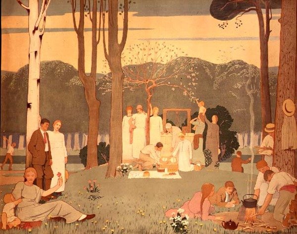 Scena piknikowa (plakat) autorstwa Frederick Cayley Robinson