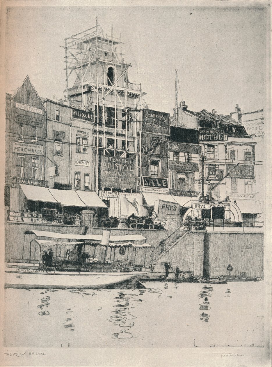 „Nabrzeże, Bristol”, ok. 1918 r. autorstwa Frederick Charles Richards