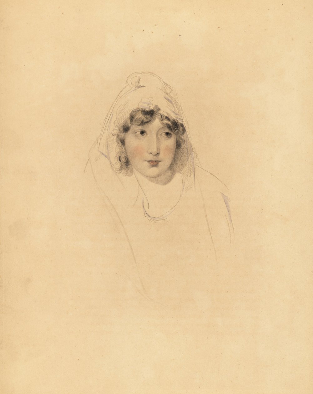 Portret lady Augusty Lowther, hrabiny Fane, żony pierwszego hrabiego Lonsdale. Ręcznie barwiony grawer autorstwa Fredericka Christiana Lewisa według ilustracji Sir Thomasa Lawrence