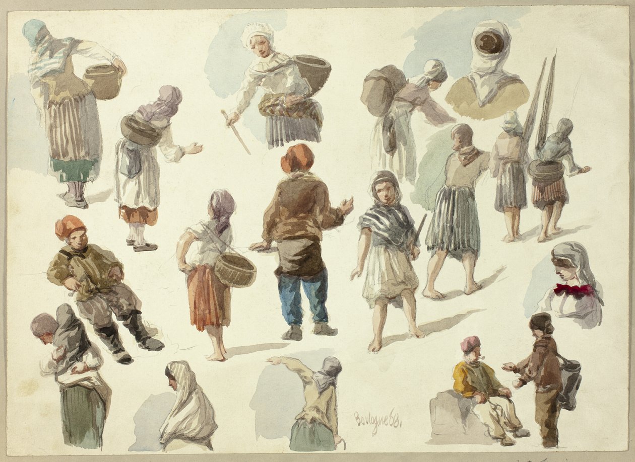 Szkice chłopów w Boulogne autorstwa Frederick Christian Lewis