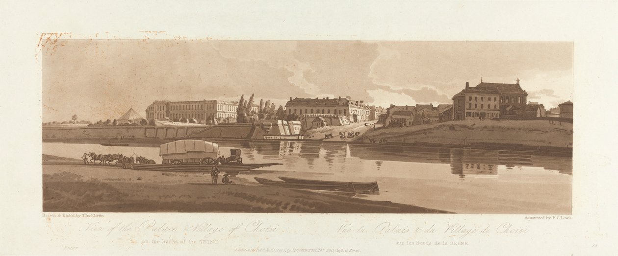 Widok na pałac i wieś Choisi nad brzegiem Sieny 1803; Płyta 14 z Widoków w Paryżu, Emanuel Objętość śledzenia płyty B1981.25.2623 autorstwa Frederick Christian Lewis the Elder