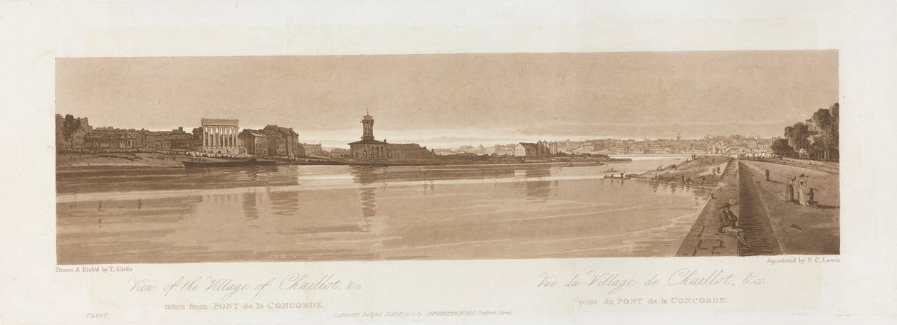 Widok wioski Chaillot & C. z Pont de la Concorde 1803; Tablica 17 z Widoków w Paryżu, śledzenie Emanuela Toma płyty B1981.25.2626 autorstwa Frederick Christian Lewis the Elder