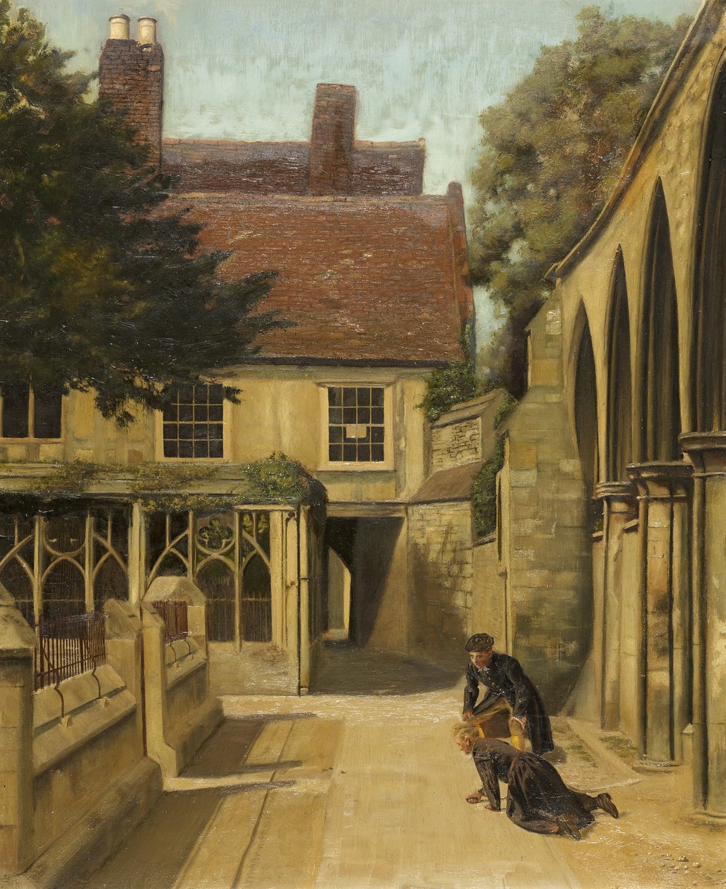 Małe krużganki, Gloucester (olej na płótnie) autorstwa Frederick Dimble Henwood