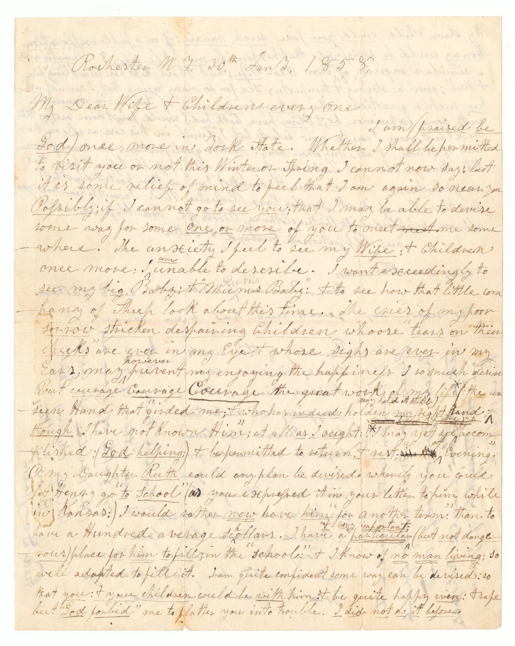 List napisany przez Johna Browna i Fredericka Douglassa do żony i dzieci Browna, 30 stycznia 1858 r. autorstwa Frederick Douglass
