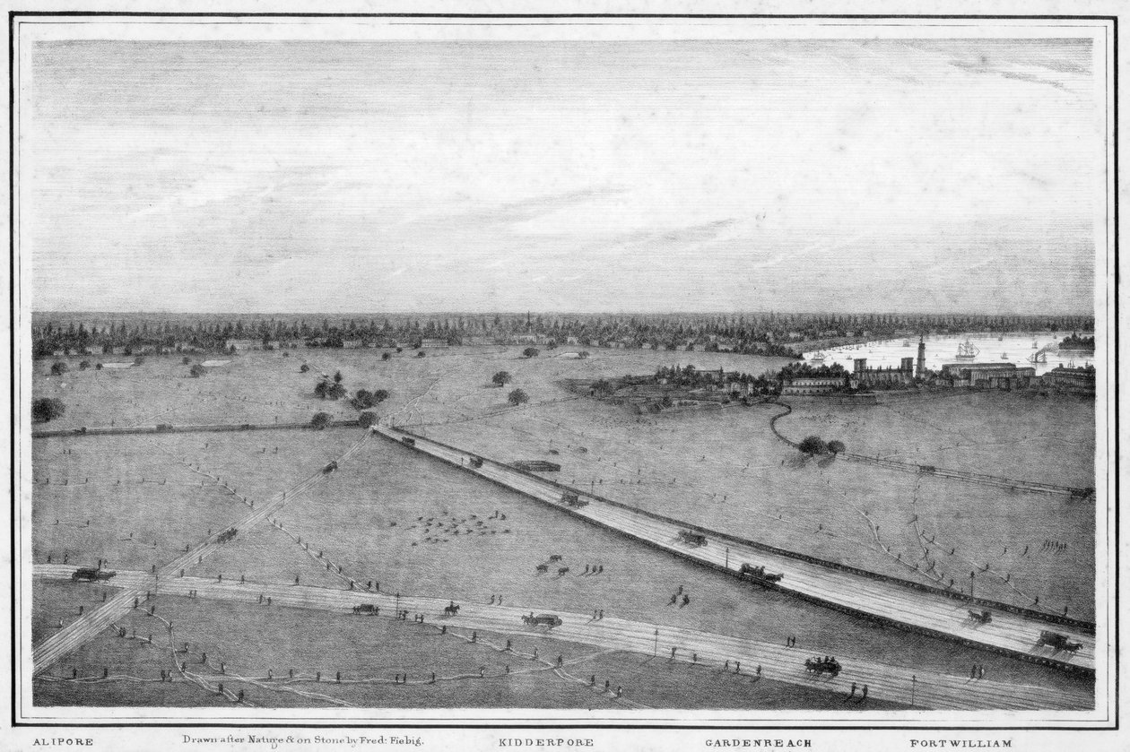 Panorama Kalkuty, Indie, ok. 1840 autorstwa Frederick Fiebig