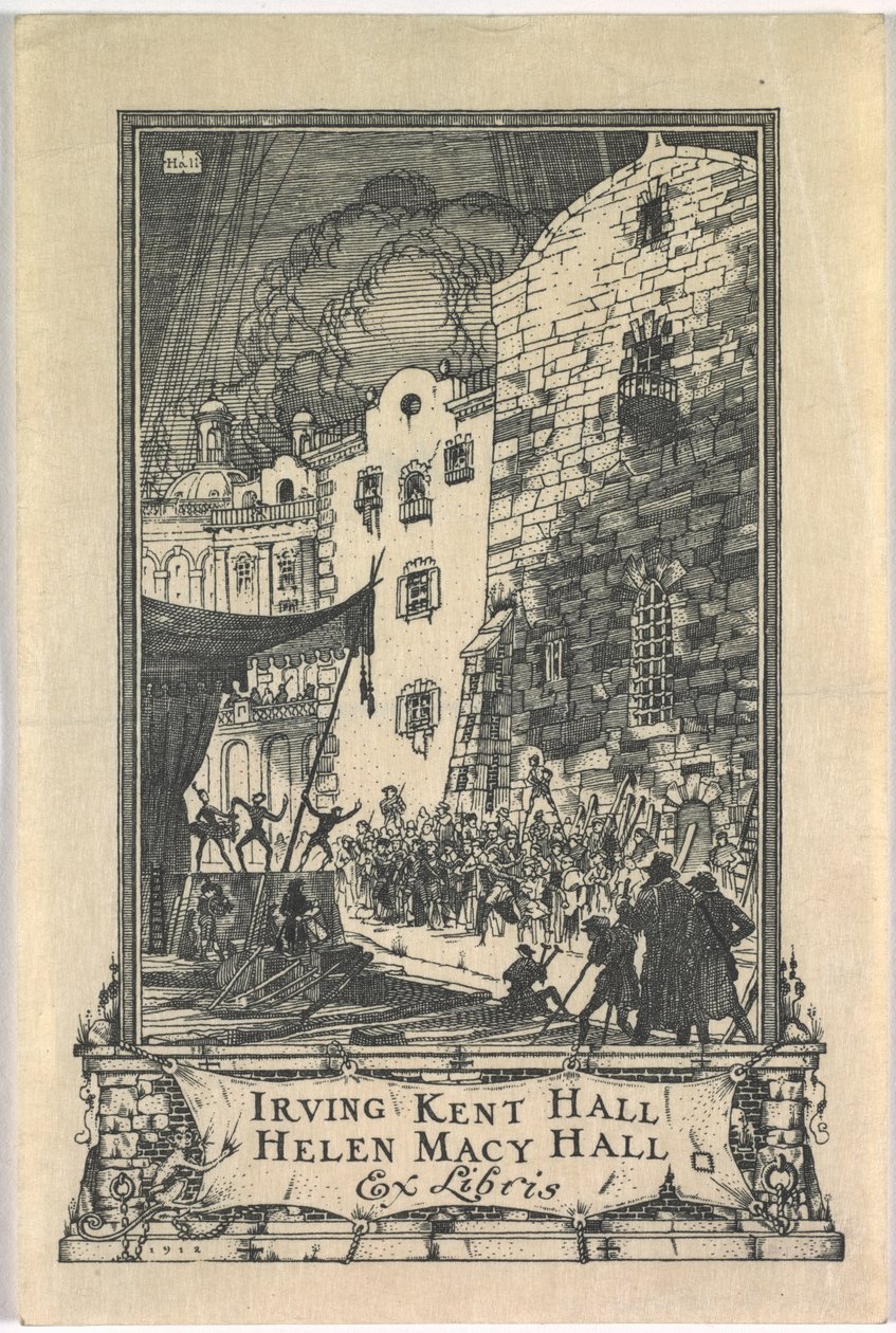 Ekslibris: Irving Kent Hall i Mary Kent Hall, inskrypcja Ex Libris autorstwa Frederick Garrison Hall